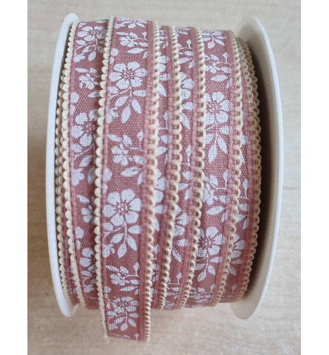 Dekoband Blumen apricot