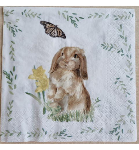 Serviette Kaninchen/Schmetterling