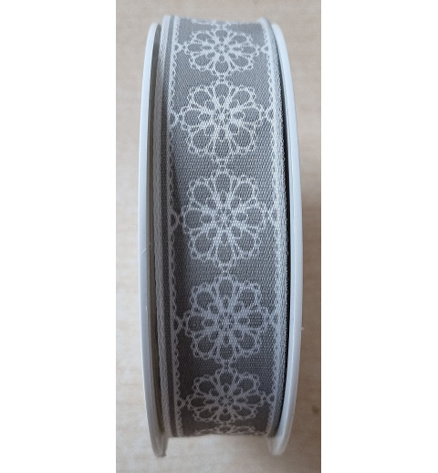 Dekoband Blumen grau