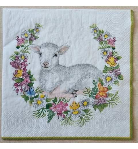 Serviette Blumen/Lamm
