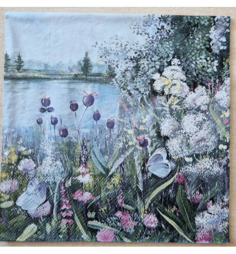 Serviette Blumen/See