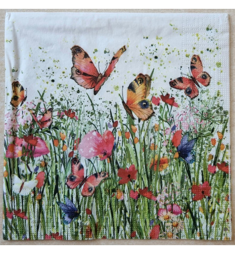 Serviette Blumenwiese/Schmetterlinge