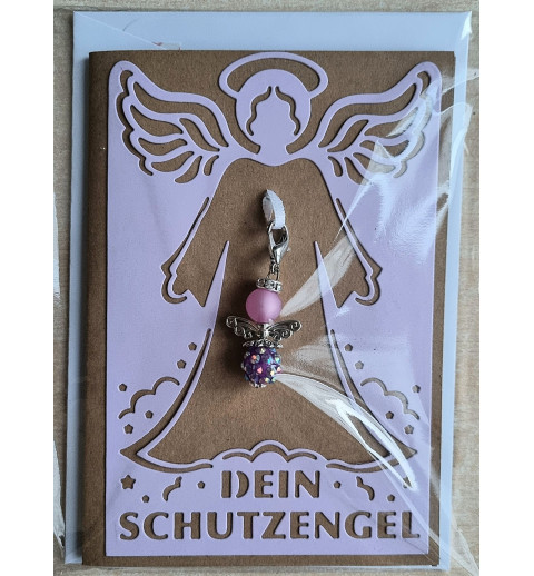 Schutzengel Karte mit Anhänger braun/flieder
