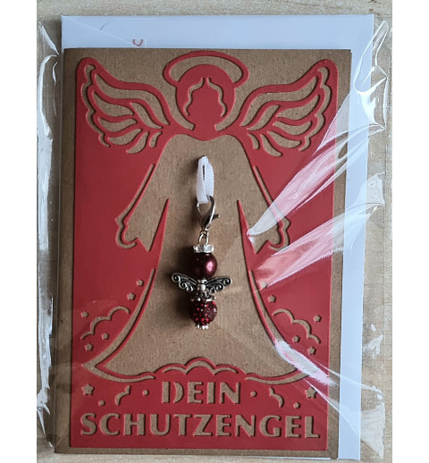 Schutzengel Karte mit Anhänger braun/rot