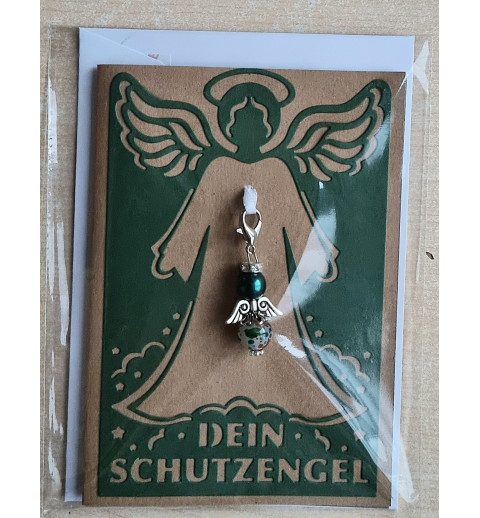 Schutzengel Karte mit Anhänger braun/dunkelgrün