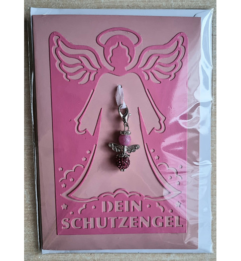 Schutzengel Karte mit Anhänger rosa