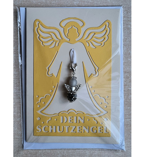 Schutzengel Karte mit Anhänger gelb