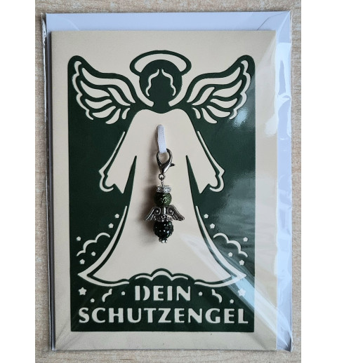 Schutzengel Karte mit Anhänger dunkelgrün