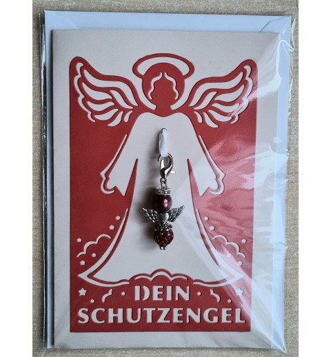 Schutzengel Karte mit Anhänger rot