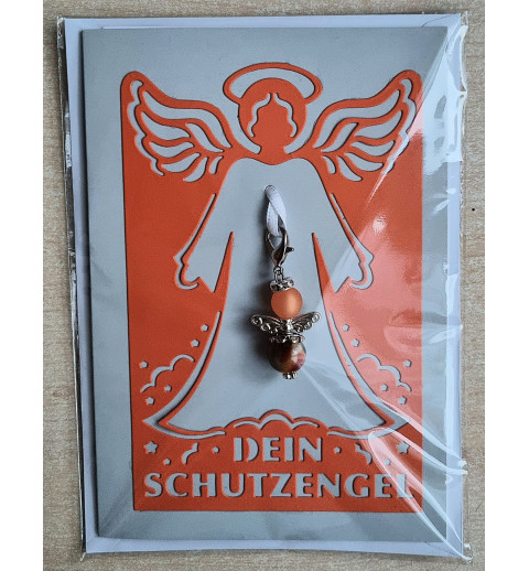 Schutzengel Karte mit Anhänger orange