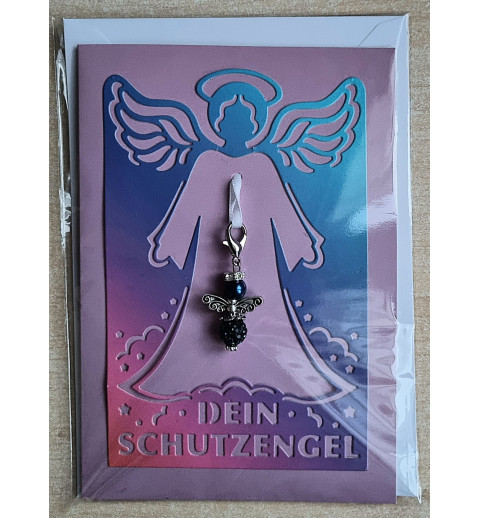Schutzengel Karte mit Anhänger pink/violette/blau