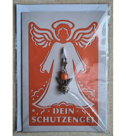 Schutzengel Karte mit Anhänger orange