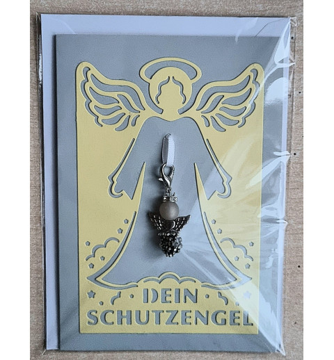 Schutzengel Karte mit Anhänger vanille