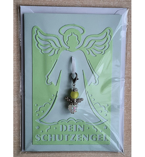 Schutzengel Karte mit Anhänger lindengrün