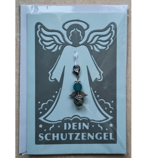 Schutzengel Karte mit Anhänger grau