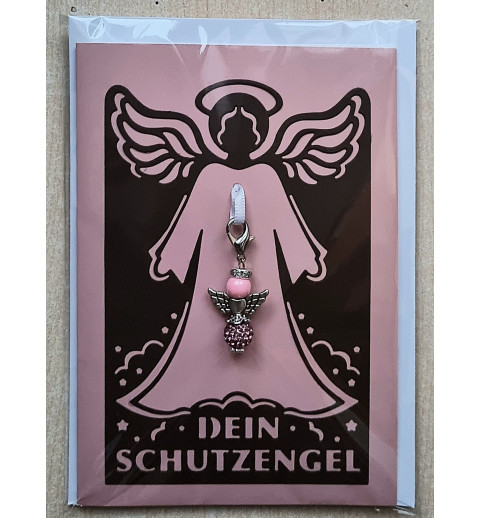Schutzengel Karte mit Anhänger braun