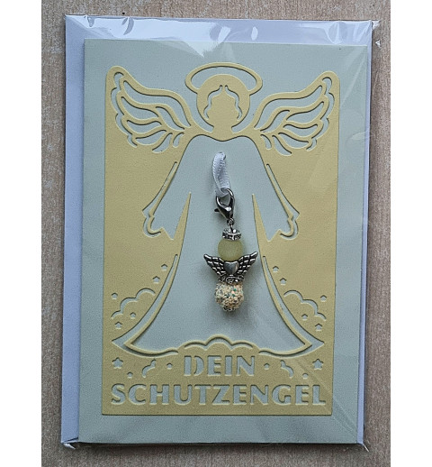 Schutzengel Karte mit Anhänger vanille