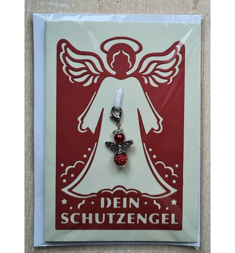 Schutzengel Karte mit Anhänger rot