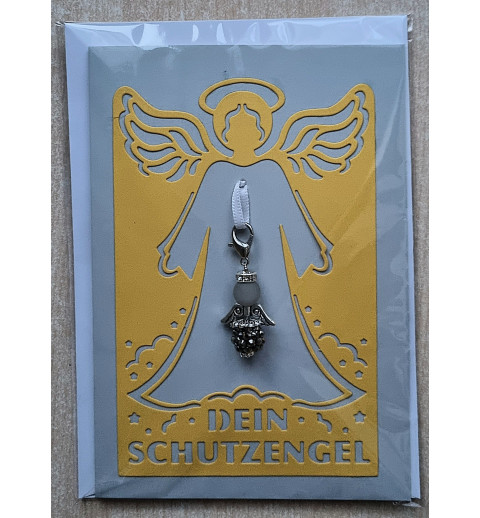 Schutzengel Karte mit Anhänger gelb