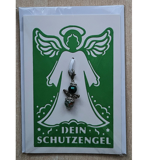 Schutzengel Karte mit Anhänger grün