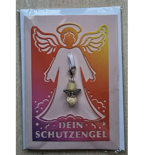 Schutzengel Karte mit Anhänger pink/orange/gelb