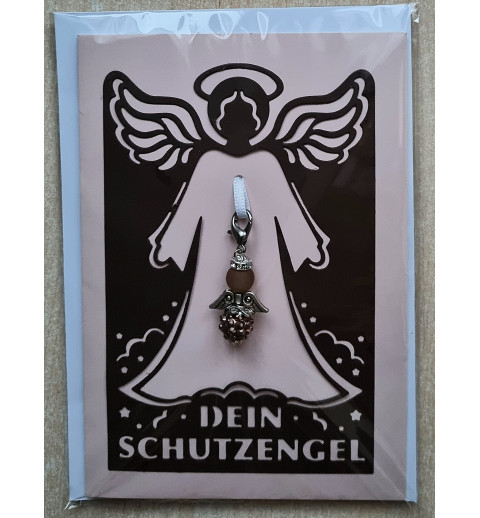 Schutzengel Karte mit Anhänger braun
