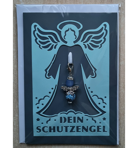 Schutzengel Karte mit Anhänger hellblau