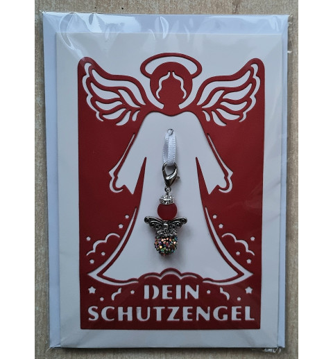 Schutzengel Karte mit Anhänger rot