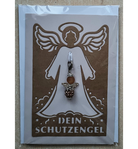 Schutzengel Karte mit Anhänger hellbraun