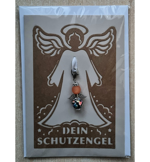 Schutzengel Karte mit Anhänger hellbraun