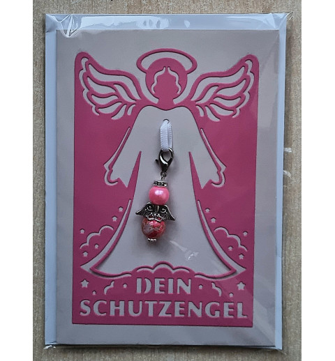 Schutzengel Karte mit Anhänger pink