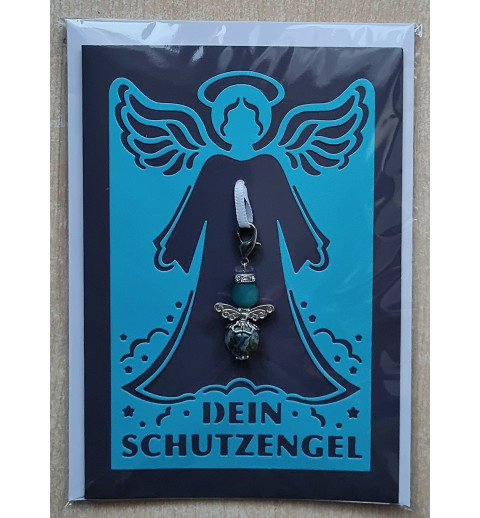 Schutzengel Karte mit Anhänger türkis