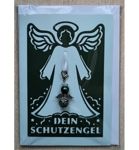 Schutzengel Karte mit Anhänger dunkelgrün