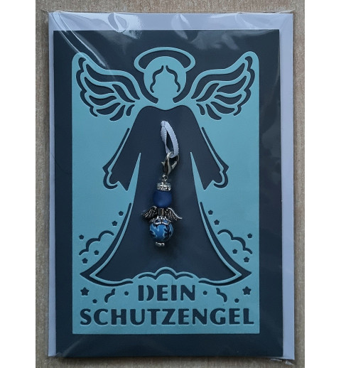 Schutzengel Karte mit Anhänger hellblau