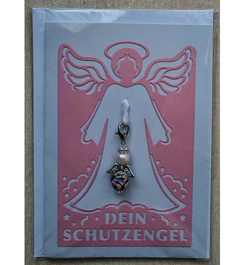 Schutzengel Karte mit Anhänger rosa