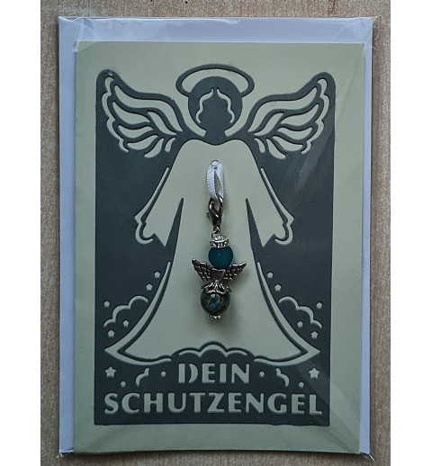 Schutzengel Karte mit Anhänger grau