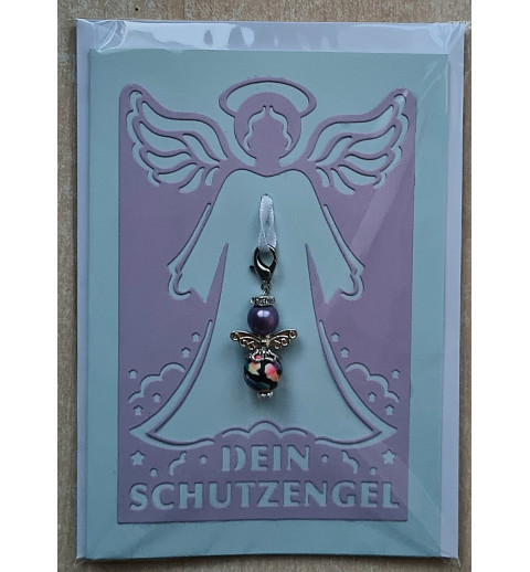 Schutzengel Karte mit Anhänger flieder