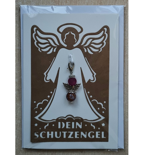 Schutzengel Karte mit Anhänger hellbraun