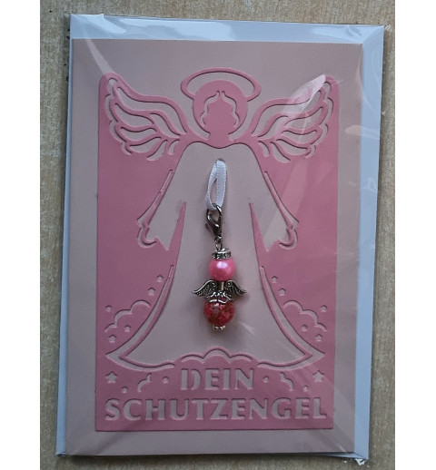 Schutzengel Karte mit Anhänger rosa