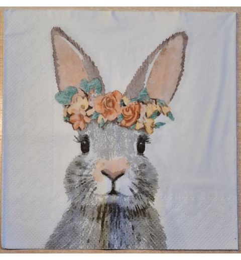Serviette Kaninchenkopf mit Blumen