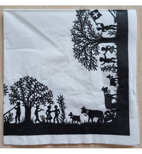 Serviette Scherenschnitt schwarz/weiss
