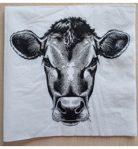 Serviette Kuhkopf schwarz/weiss