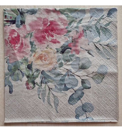Serviette Blumen/beige