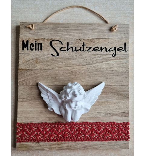 Schild Mein Schutzengel rot