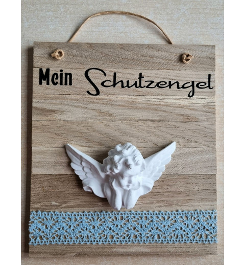 Schild Mein Schutzengel hellblau