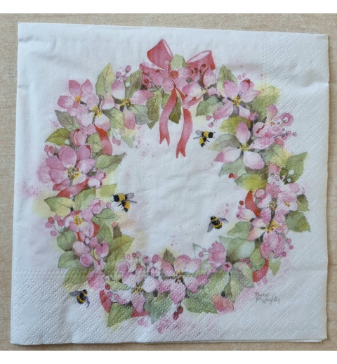 Serviette Blumen/Bienen