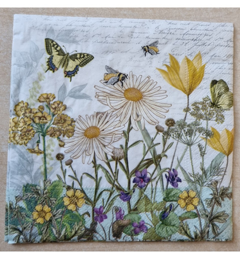 Serviette Blumen gelb