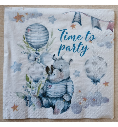 Serviette Nashorn blau