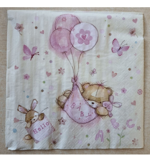 Serviette Bär rosa