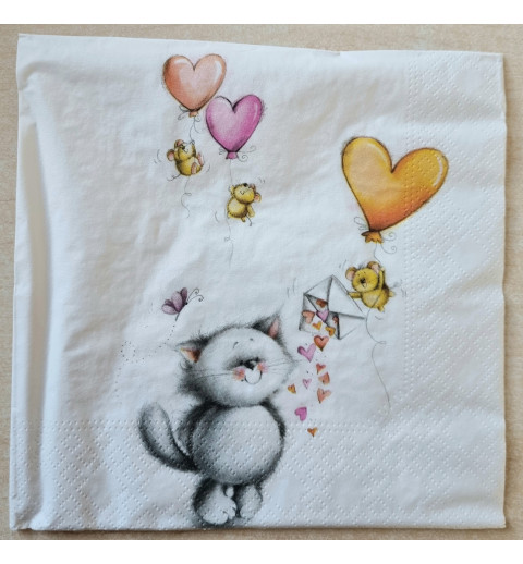 Serviette Katze/Luftballons